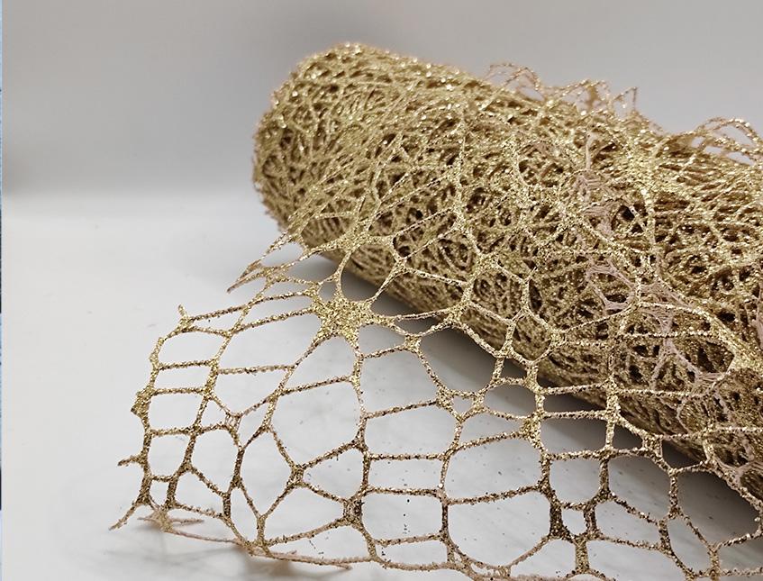 Spidernet Glitter H 50 x 5 yds - Sconti per Fioristi e Aziende - Polycotton Red-Gold-Silver
