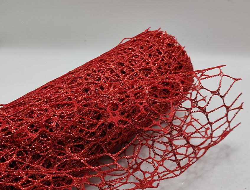 Spidernet Glitter H 50 x 5 yds - Sconti per Fioristi e Aziende - Polycotton Red-Gold-Silver
