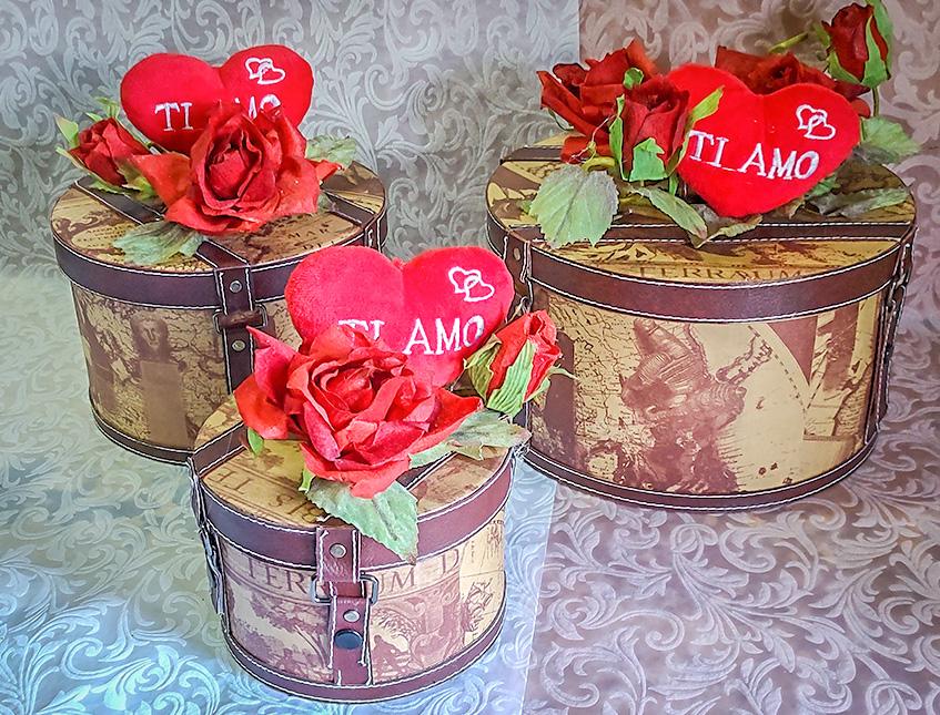 Cappelliere x 3 tonde decoro San Valentino - Sconti per Fioristi e Aziende