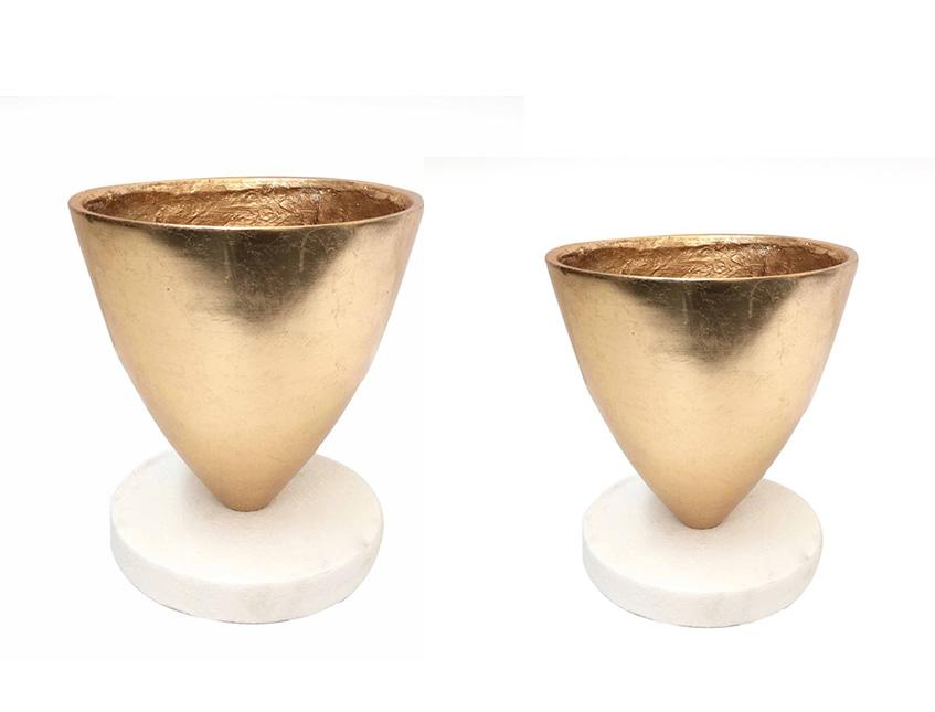 Coppa Bombata H40 e H51  Sconti per Fioristi e Aziende . - Oro base quadrata bianca