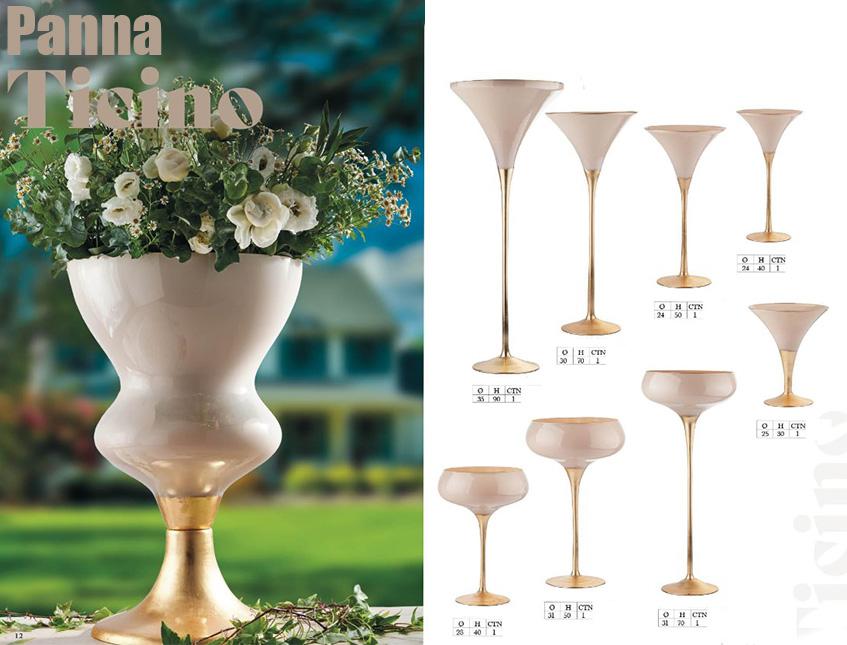 Coppe Martini e Coppe Bombate in vetro Panna/Oro Linea Ticino Sconti per Fioristi, Wedding e Aziende