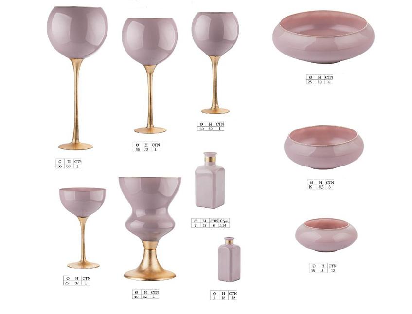 Calici, Ciotole e Profumatori in Vetro Cipria/Oro Linea Ticino Sconti per Fioristi, Wedding e Aziende