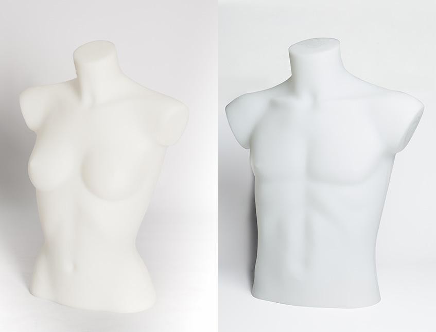 Manichino in Plastica H 58/60 Bianco - Mezzo Busto Uomo e Donna - Sconti per Fioristi, Wedding e Aziende