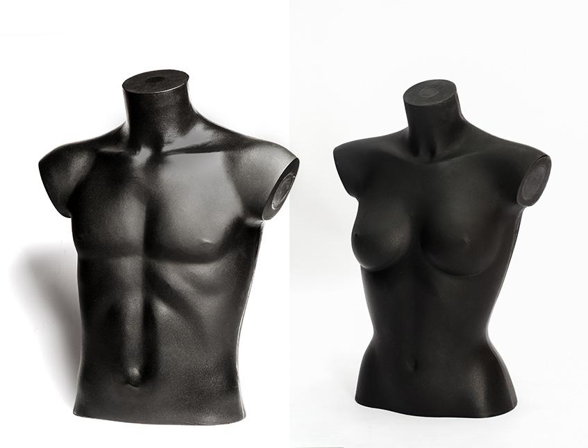 Manichino in Plastica H 58 Nero Mezzo Busto - Sconti per Fioristi Wedding e Aziende - Uomo e Donna