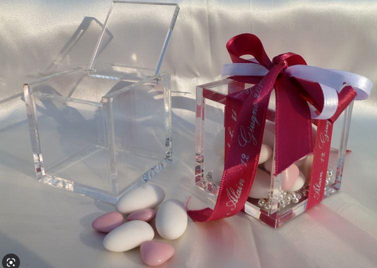 Cubetto plexiglass per bomboniera in 4 misure per fioristi e wedding