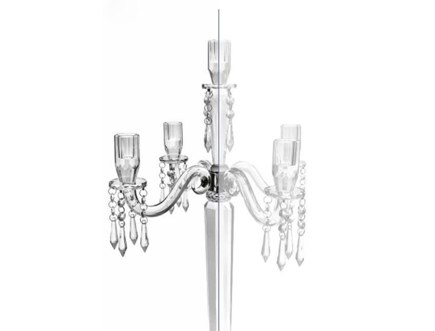 Candelabro in vetro a 5 fuochi - Sconti per Fioristi e Aziende . - H 75 e H 88