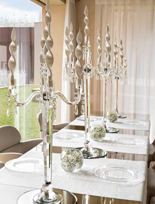 Candelabro in vetro a 5 fuochi - Sconti per Fioristi e Aziende . - H 75 e H 88