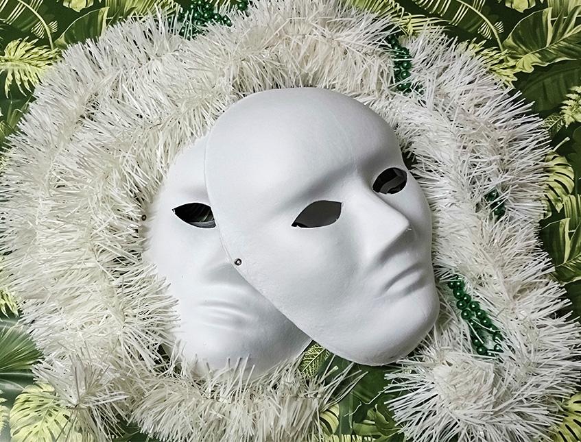 Maschera bianca viso intero - Sconti per Fioristi e Aziende - Per carnevale ed eventi