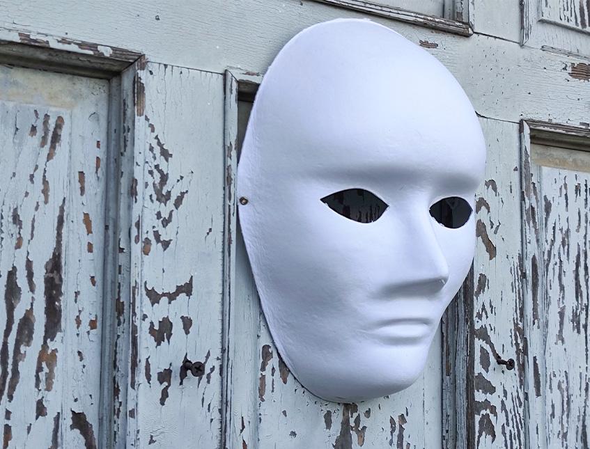 Maschera bianca viso intero - Sconti per Fioristi e Aziende - Per carnevale ed eventi