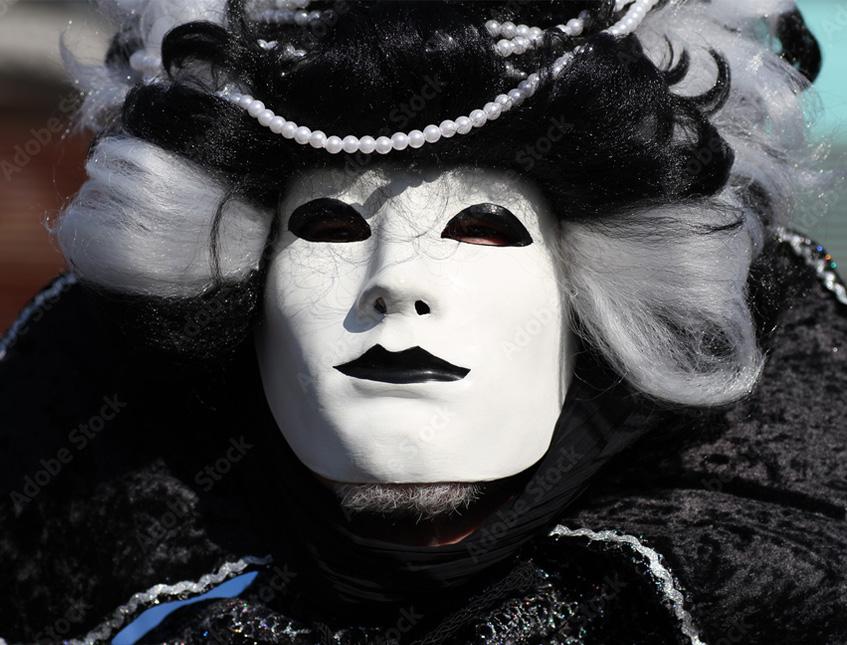 Maschera bianca viso intero - Sconti per Fioristi e Aziende - Per carnevale ed eventi