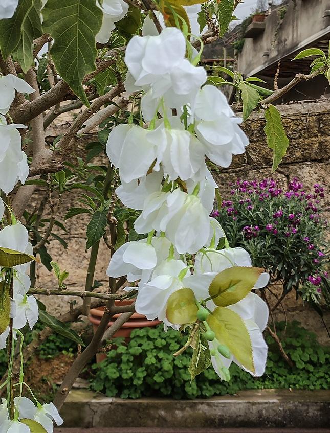 Bouganvillea cadente Bianca H 130 cm artificiale - Sconti per Fioristi e Aziende e Wedding .