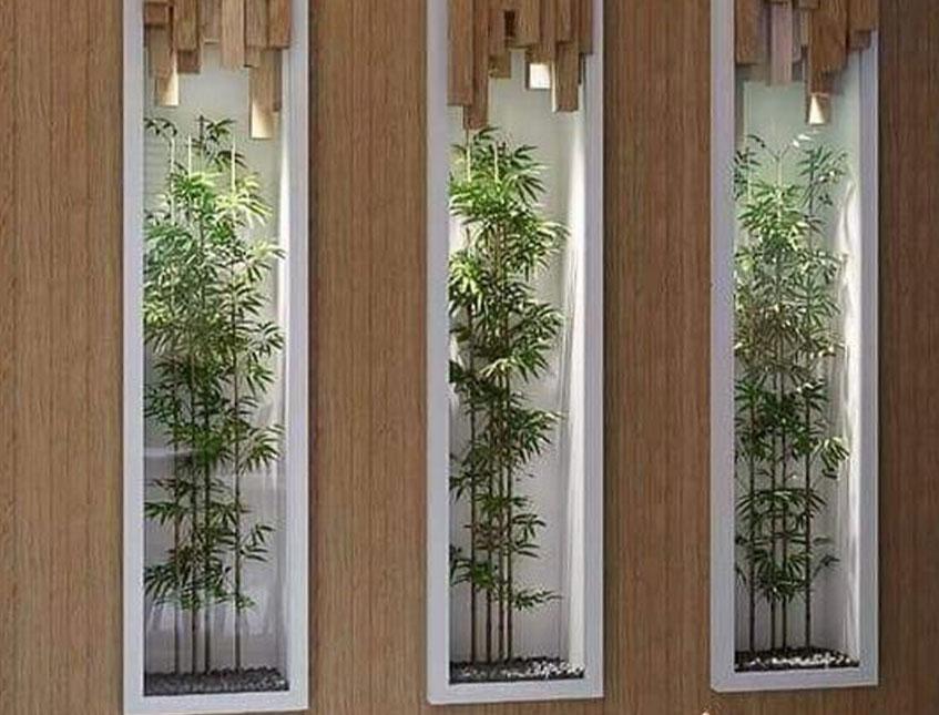 Canna di Bamboo  H 120 - Sconti per Fioristi e Aziende . - Naturale con foglie Artificiali