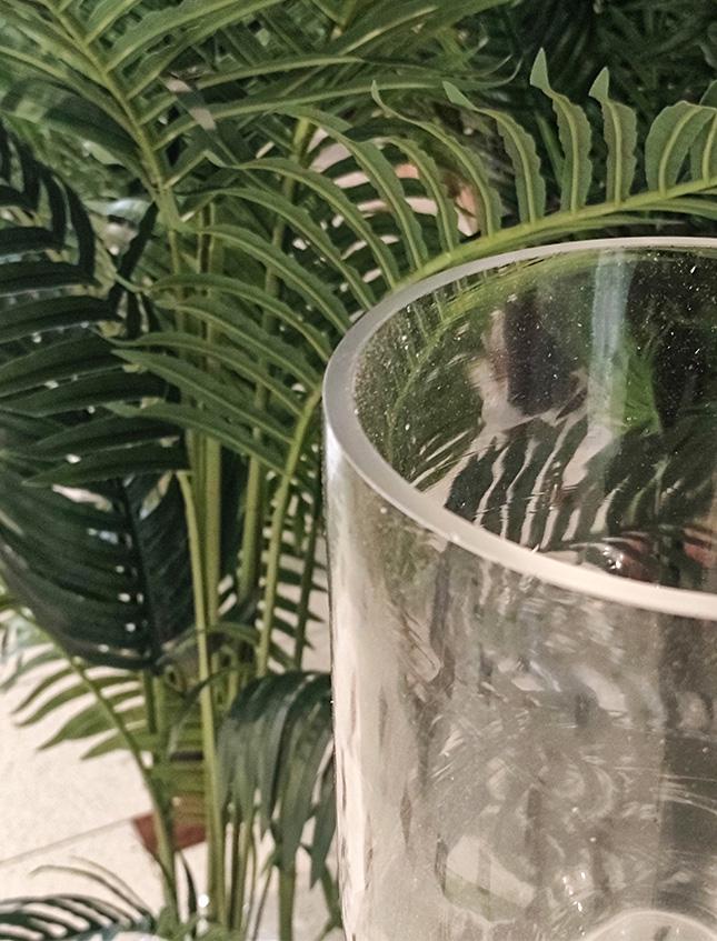 Vaso Porta Candela in Vetro con stelo dm. 15 H 40- Sconti per Fioristi e Aziende
