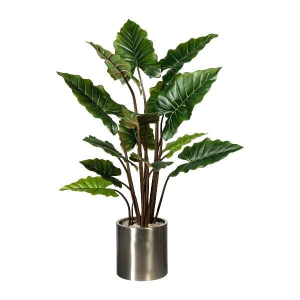 Taro Verde H 140 con 14 Lvs - Sconti per Fioristi e Aziende . - Artificiale con vaso