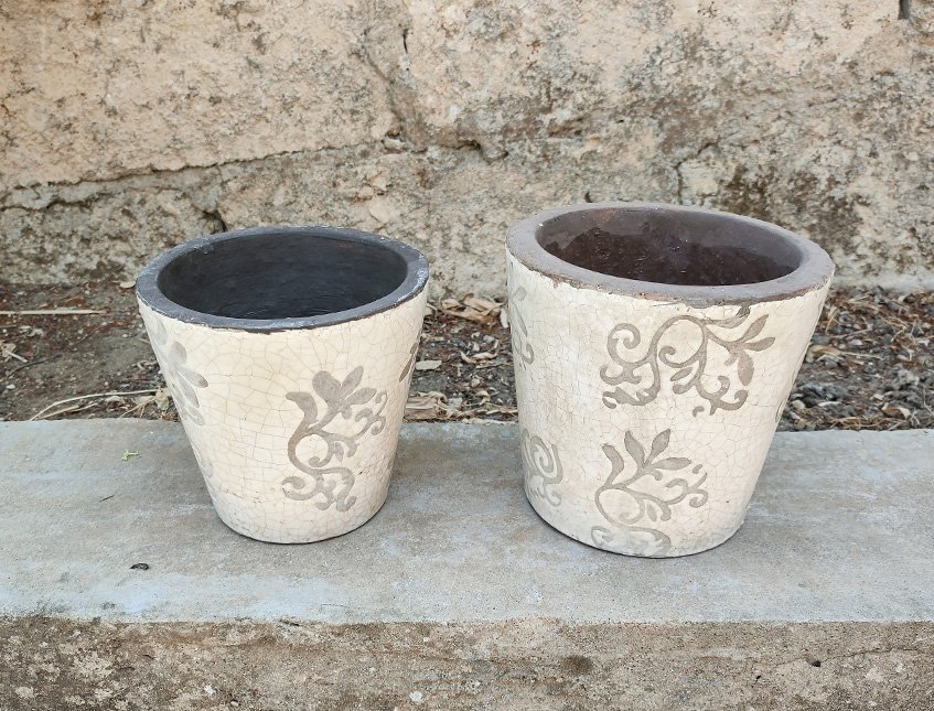 Set Vasi Decorati x 2 in ceramica  - Sconto per Fioristi e Aziende - Misure. 13x14 e 15x16