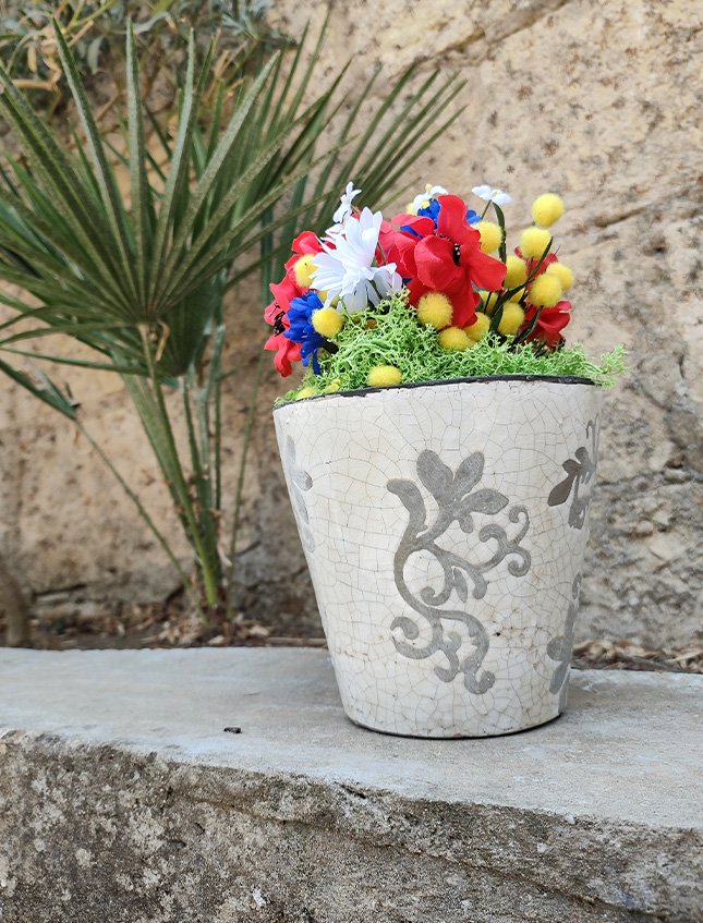 Set Vasi Decorati x 2 in ceramica  - Sconto per Fioristi e Aziende - Misure. 13x14 e 15x16