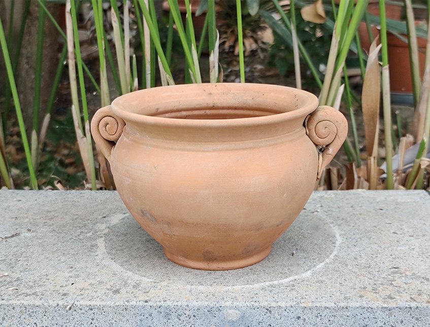 Casponcino in terracotta - Sconto per Fioristi e Aziende - Con manici H 10 dm. 12