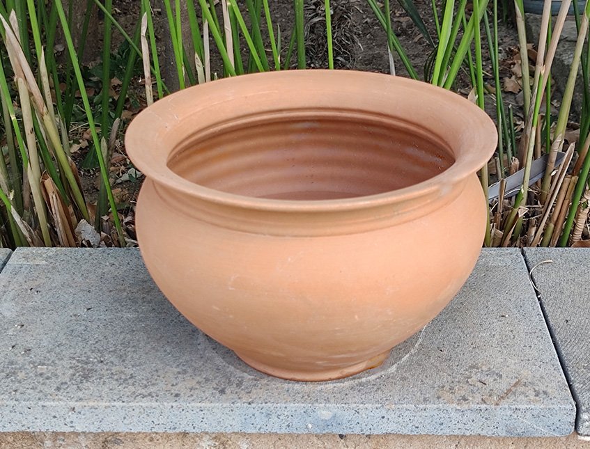 Casponcino  H 15 dm. 20 - Sconto per Fioristi e Aziende - in terracotta grezza