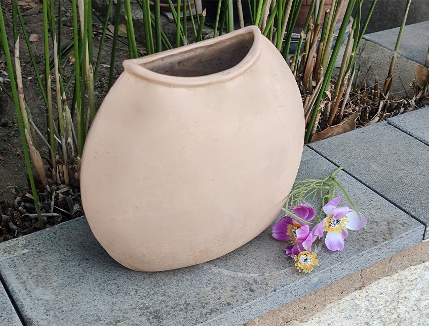 Vaso Bombato H 25 X 30  -  Sconto per Fioristi e Aziende - in terracotta grezza