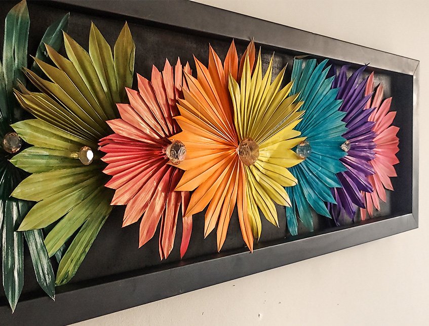 Quadro Palm Sun Diamond - Sconto per Fioristi e Aziende . - 126 x 36 cm.