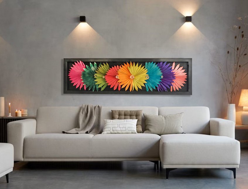 Quadro Palm Sun Diamond - Sconto per Fioristi e Aziende . - 126 x 36 cm.