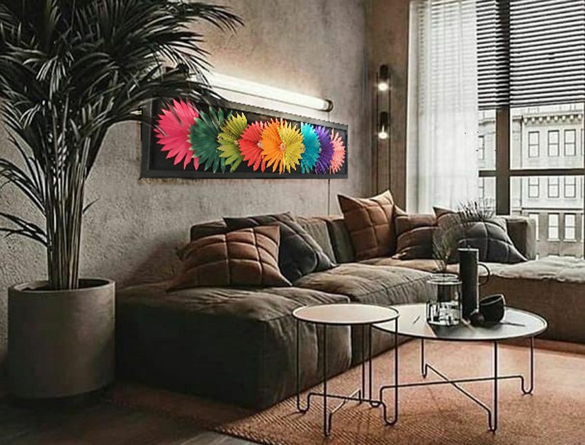 Quadro Palm Sun Diamond - Sconto per Fioristi e Aziende . - 126 x 36 cm.
