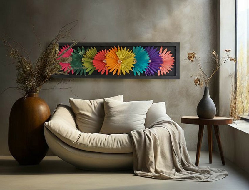 Quadro Palm Sun Diamond - Sconto per Fioristi e Aziende . - 126 x 36 cm.