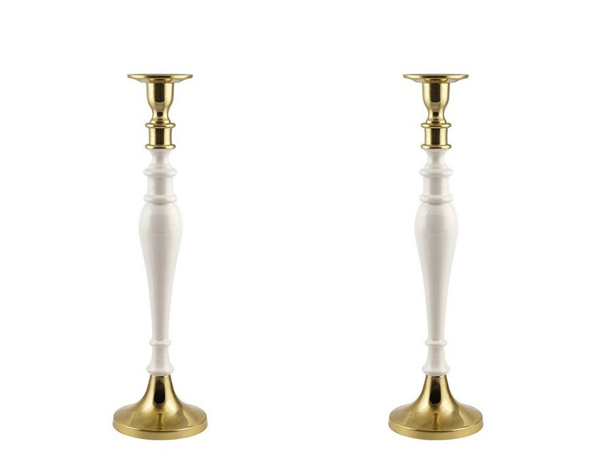 Candelabro singolo x 2 H 47 - Sconti per Fioristi e Aziende - Bianco e Oro in alluminio