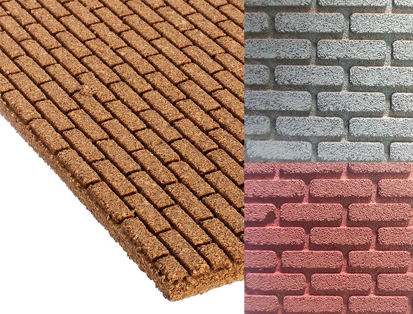 Pannello sughero mattoni - Sconto per Fioristi e Aziende . - 4 pezzi 10x25 Per Presepe