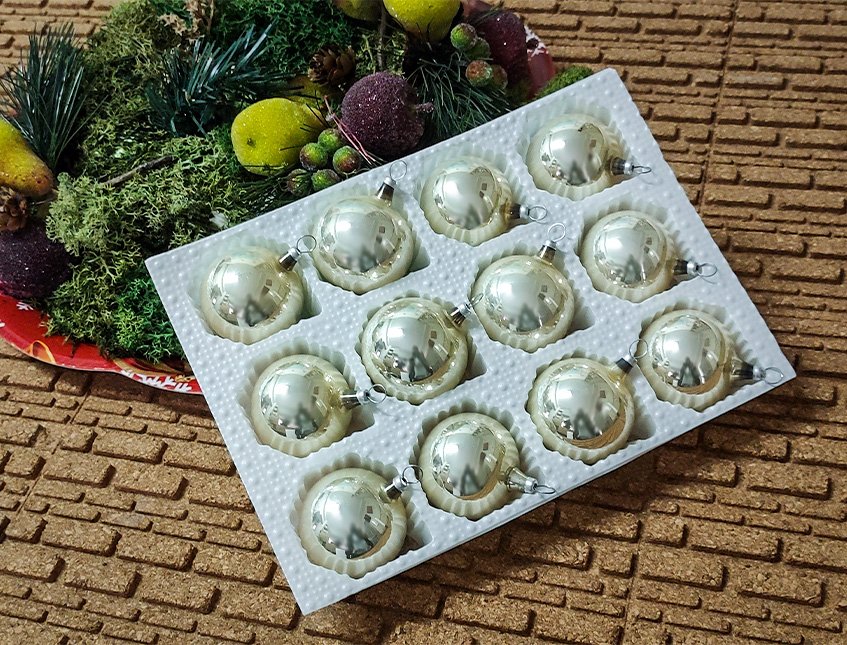 Palline in vetro dm. 4 - Sconto per Fioristi e Aziende - x 12 Argento