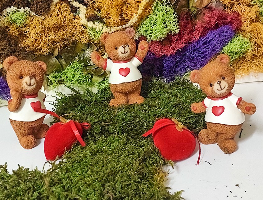 Orsetti Teddy Love x 3  - Sconti per Fioristi e Aziende - H 10 in ceramica