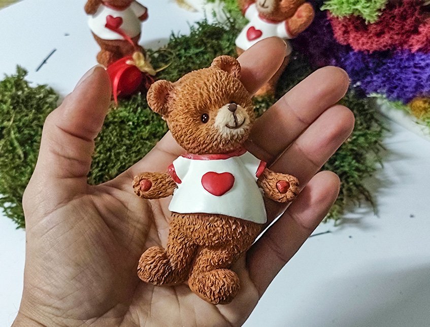 Orsetti Teddy Love x 3  - Sconti per Fioristi e Aziende - H 10 in ceramica