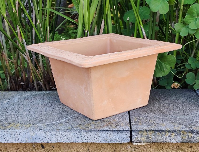 Vaso quadro terracotta con bordo -  Sconto per Fioristi e Aziende - H 10 - 19x19