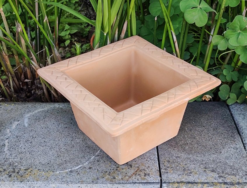 Vaso quadro terracotta con bordo -  Sconto per Fioristi e Aziende - H 10 - 19x19