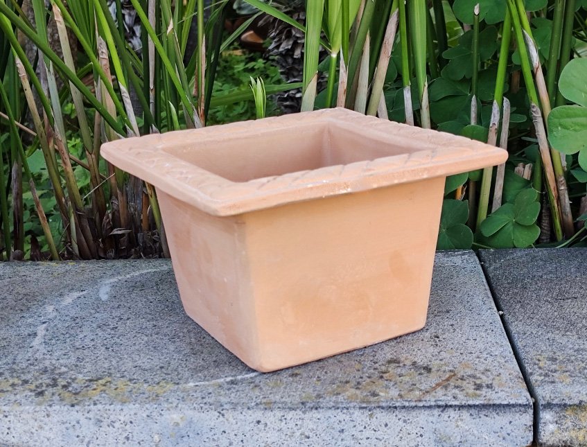 Vaso quadro terracotta con bordo -  Sconto per Fioristi e Aziende - H 9 - 14x14