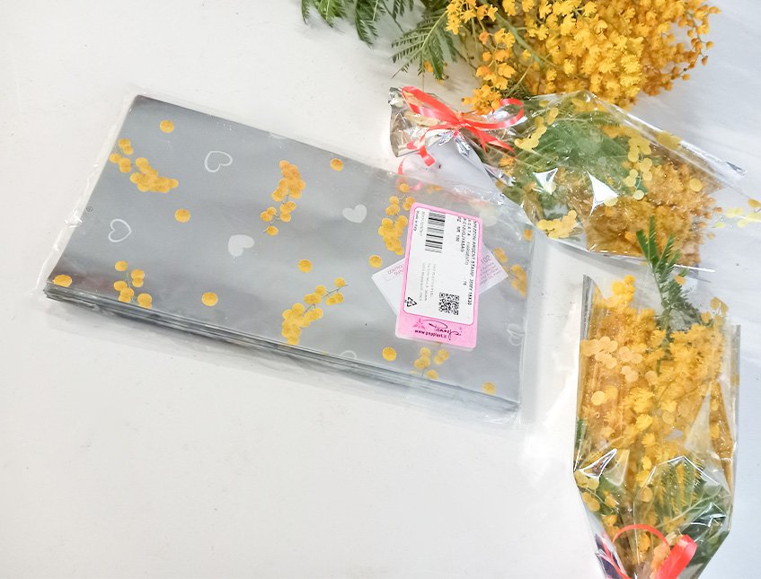 Busta per mimosa cm.15x30   - Sconti per Fioristi e Aziende - Fondo Argento - Conf.. 100 pz.