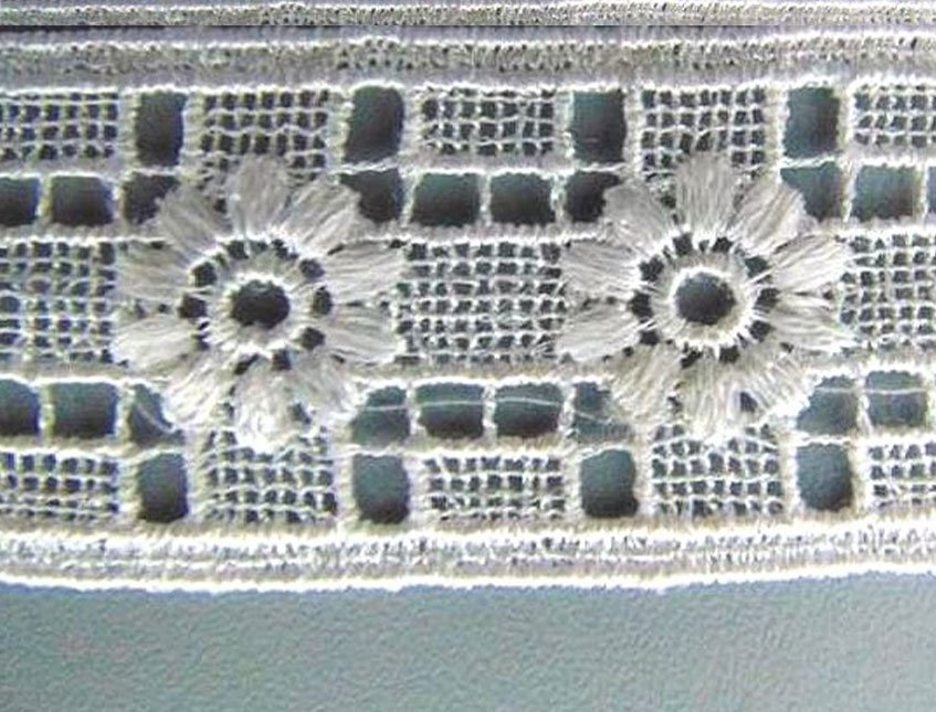 Merletto Catenella Fiorita  - Sconto per Fioristi e Aziende - Bianco e Avorio - Vendita a metro