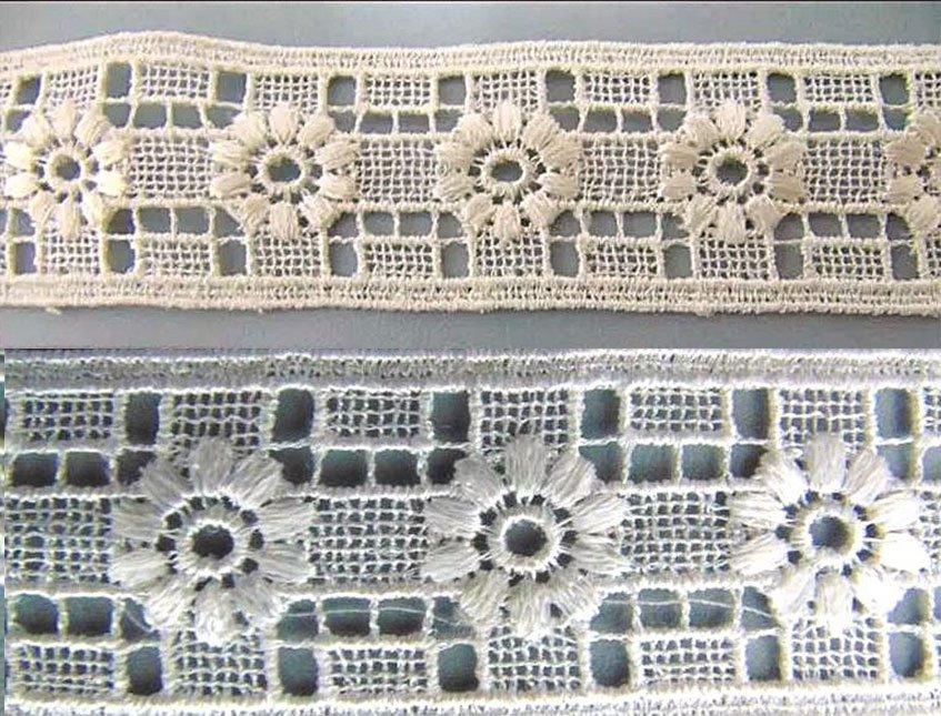 Merletto Catenella Fiorita  - Sconto per Fioristi e Aziende - Bianco e Avorio - Vendita a metro