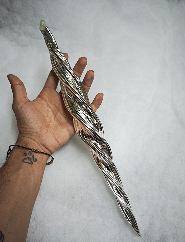 Pendente spirale in vetro  - Sconto per Fioristi e Aziende - Decoro di Natale H 40 argentato