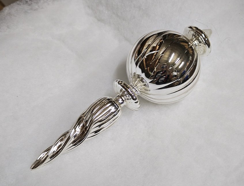 Pendente spirale con sfera  - Sconto per Fioristi e Aziende - Decoro di Natale H 32 in vetro