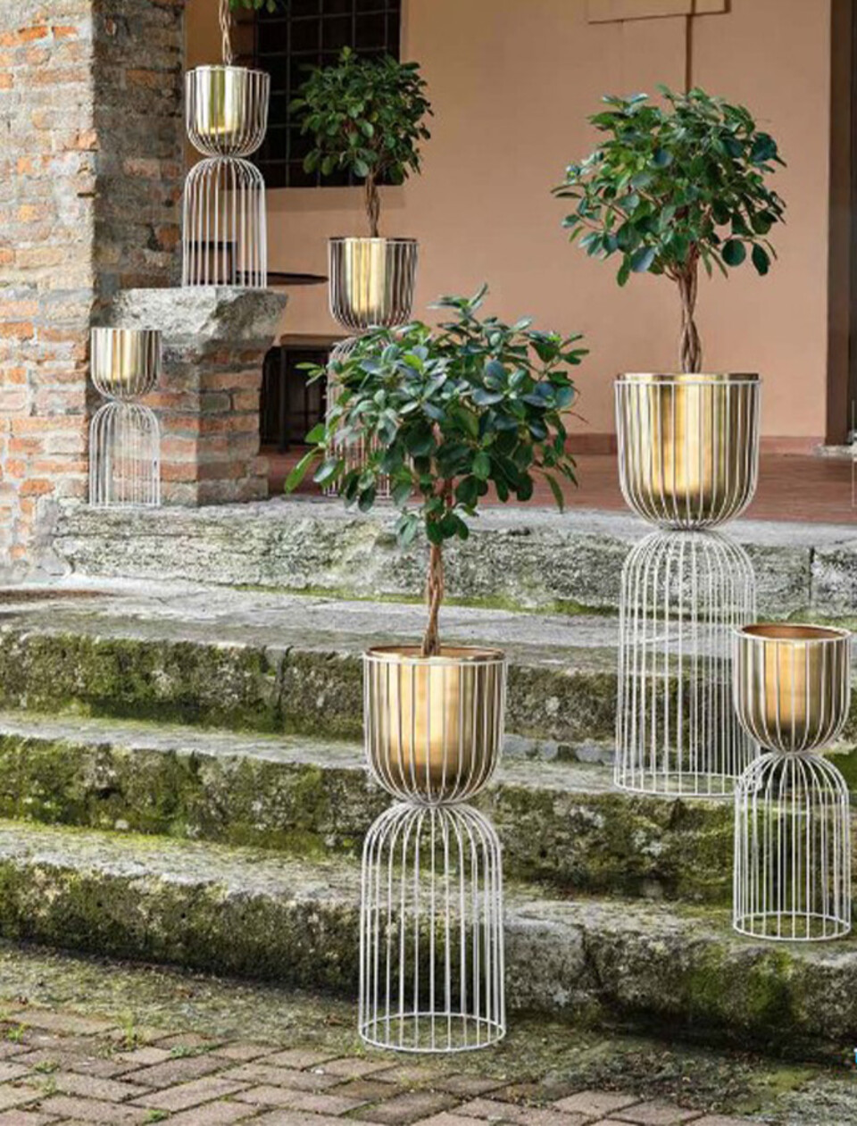 Set alzate in metallo alte - Sconto per Fioristi e Aziende - x 3 H 76/63/49 bicolor