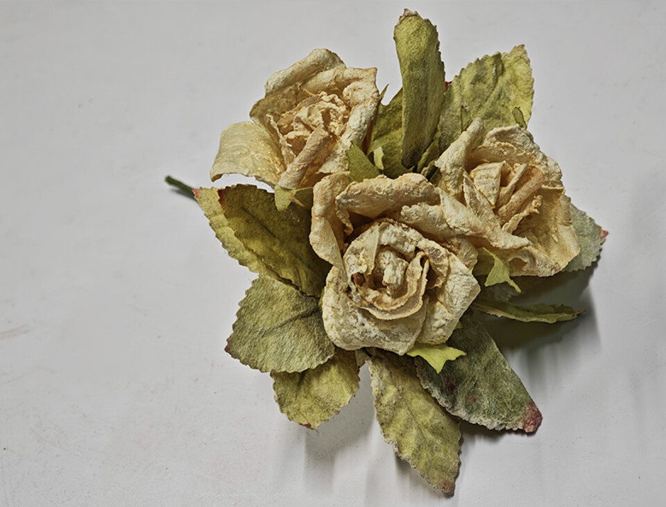 Rose x 3 in organza medie - Sconto per Fioristi e Aziende - Artificiali