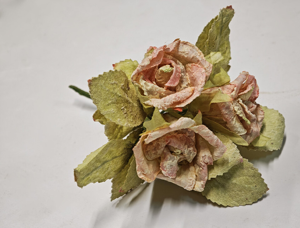 Rose x 3 in organza medie - Sconto per Fioristi e Aziende - Artificiali