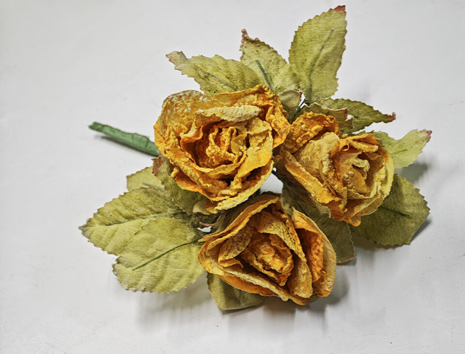 Rose x 3 in organza medie - Sconto per Fioristi e Aziende - Artificiali