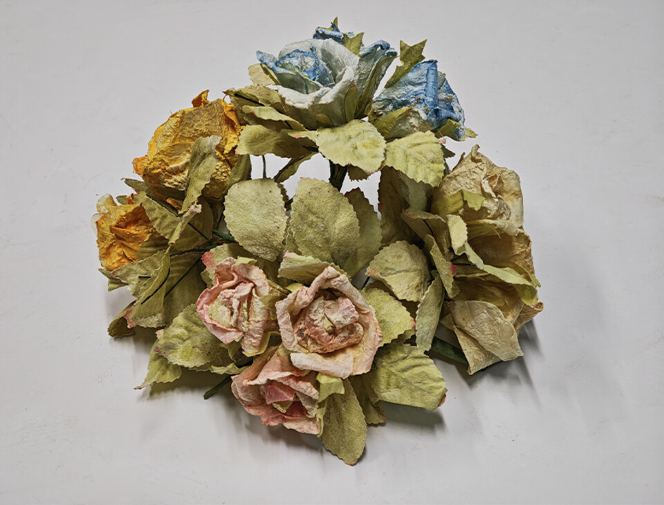 Rose x 3 in organza medie - Sconto per Fioristi e Aziende - Artificiali
