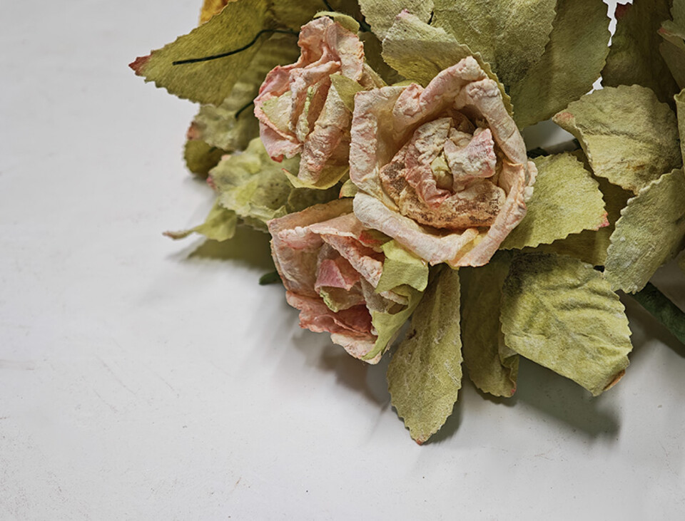 Rose x 3 in organza medie - Sconto per Fioristi e Aziende - Artificiali