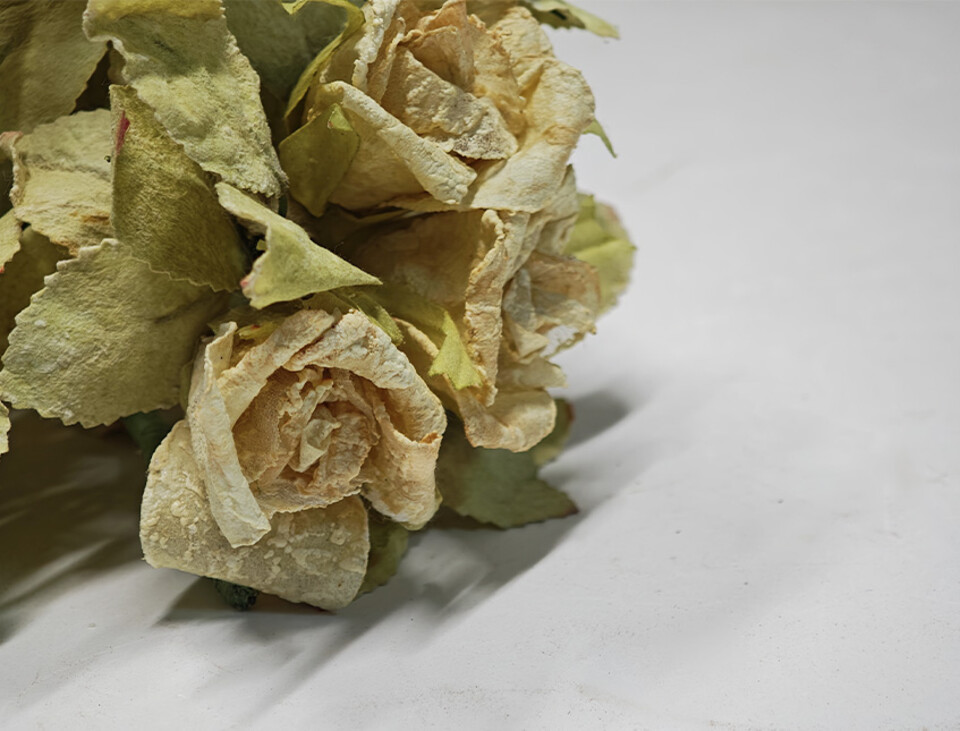 Rose x 3 in organza medie - Sconto per Fioristi e Aziende - Artificiali