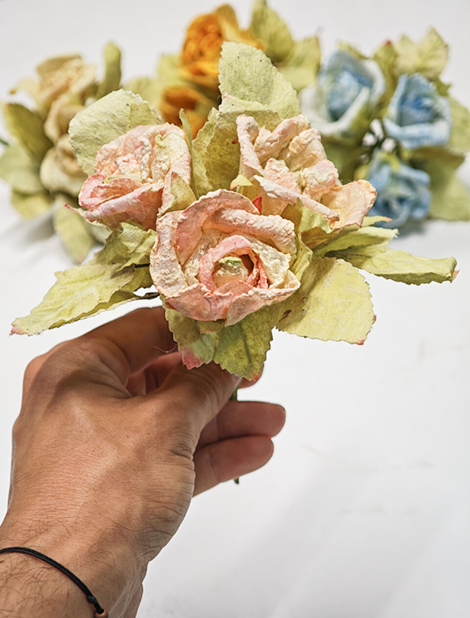 Rose x 3 in organza medie - Sconto per Fioristi e Aziende - Artificiali