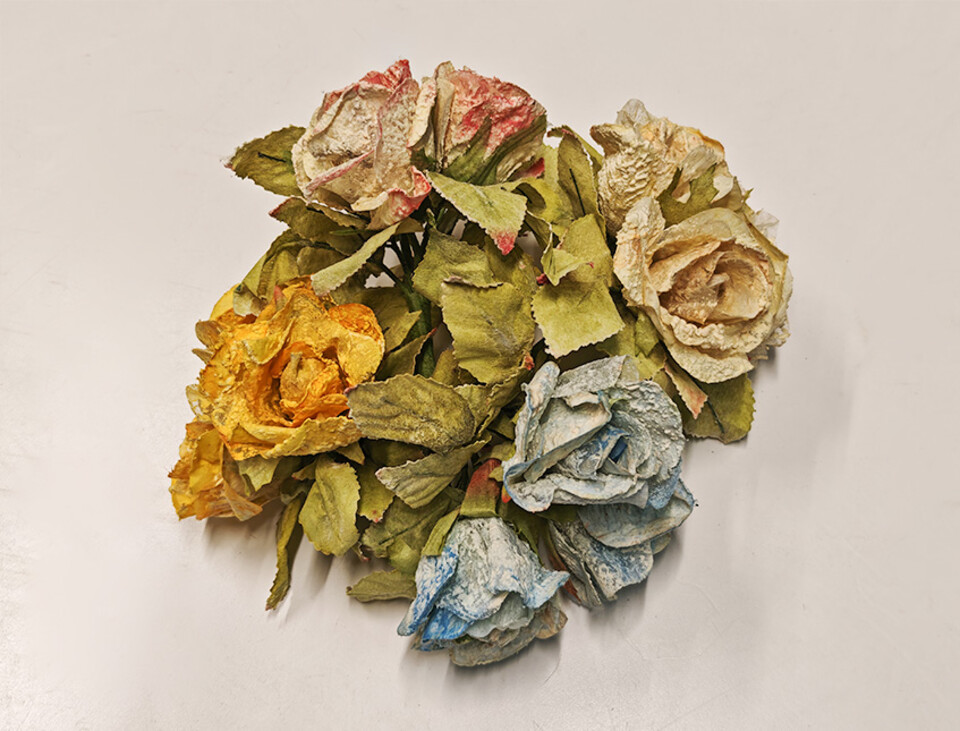 Rose x 3 in organza piccole - Sconto per Fioristi e Aziende - Artificiali