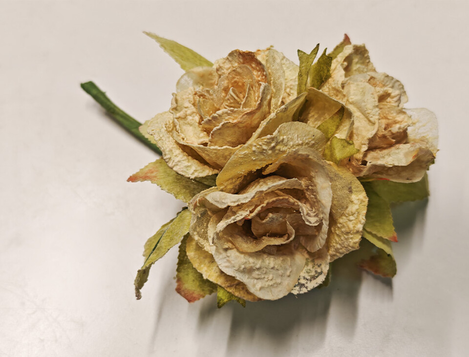 Rose x 3 in organza piccole - Sconto per Fioristi e Aziende - Artificiali